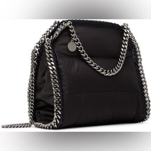 STELLA MCCARTNEY Black Mini Falabella Shoulder Chain-Trimmed Women's Vegan Bag